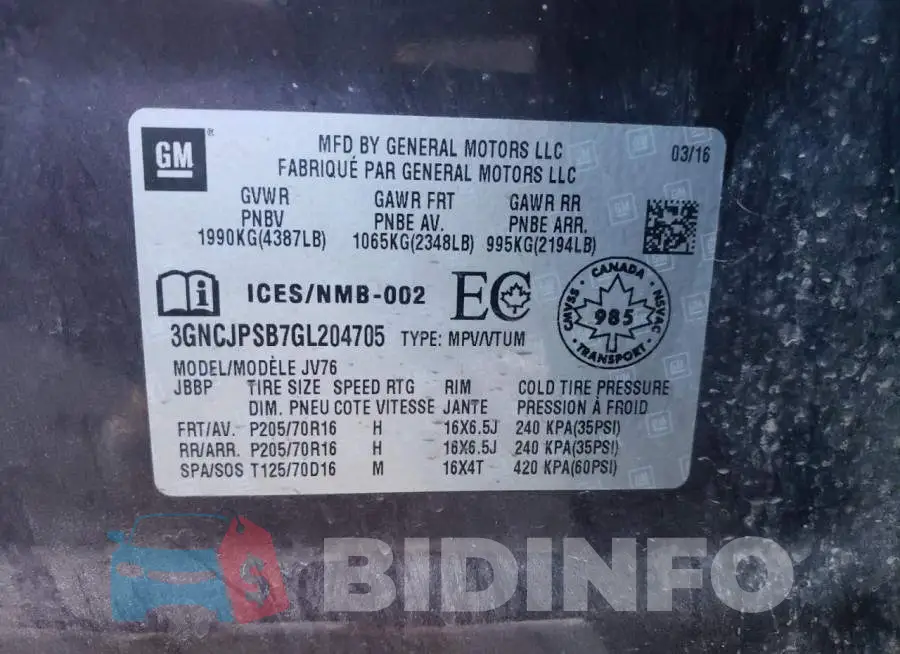 3GNCJPSB7GL204705 Photo# 10