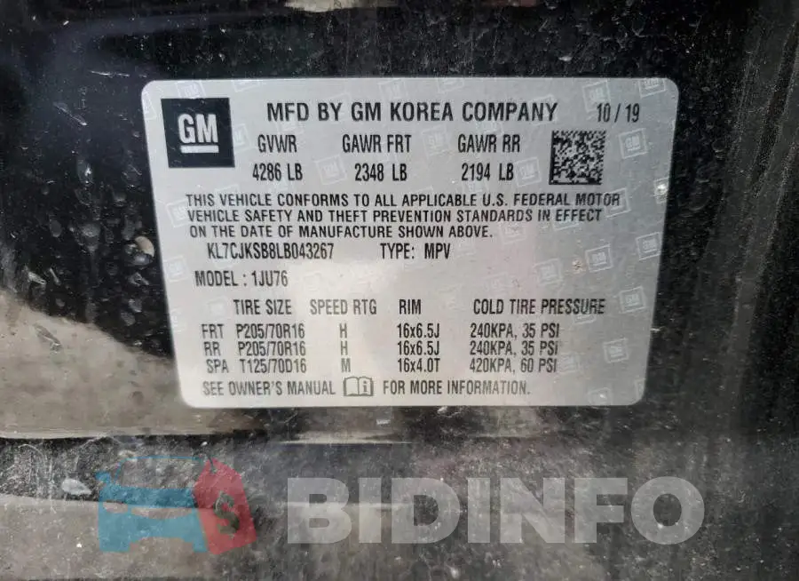 KL7CJKSB8LB043267 Photo# 12