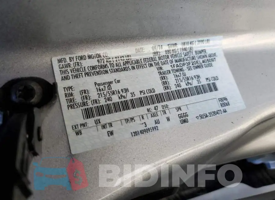 1FADP3F20EL405097 Photo# 12