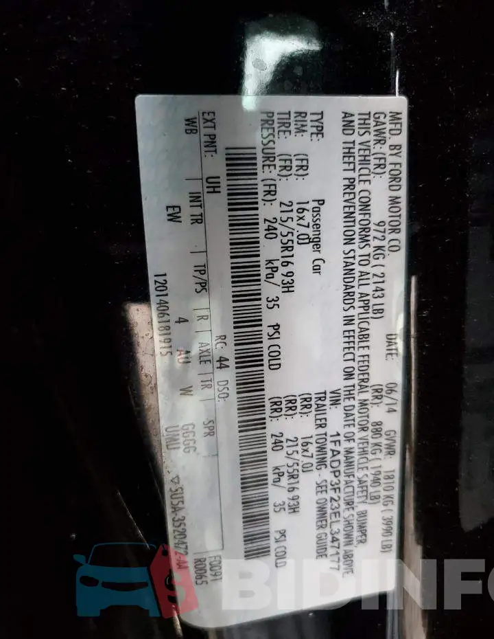 1FADP3F23EL347177 Photo# 12