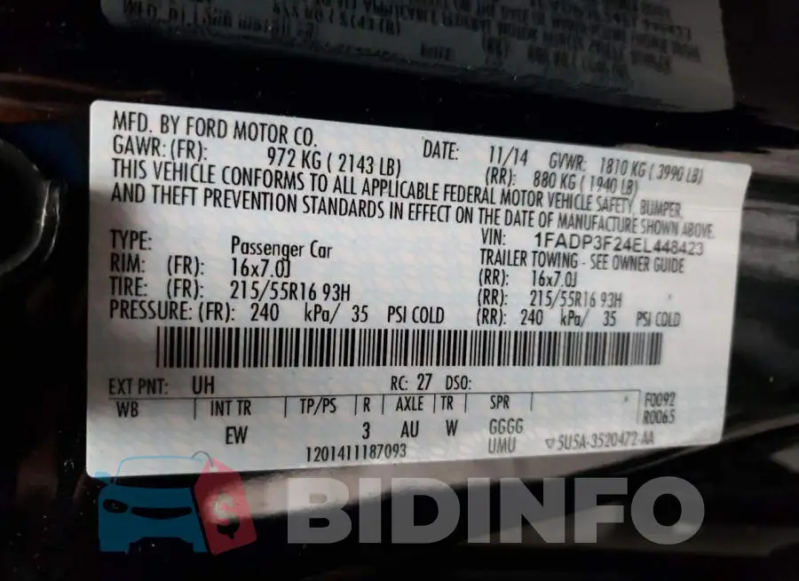 1FADP3F24EL448423 Photo# 12