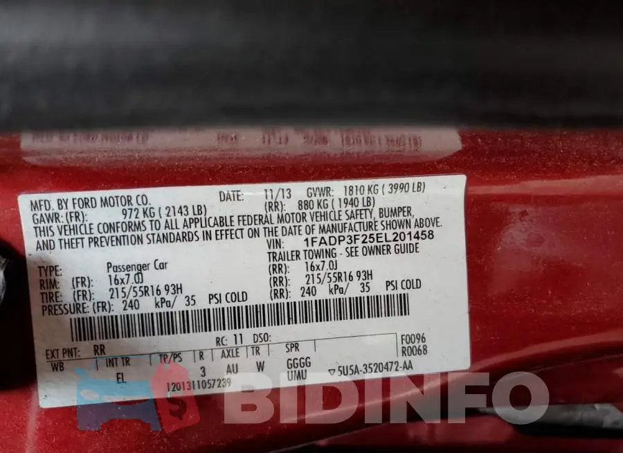 1FADP3F25EL201458 Photo# 12