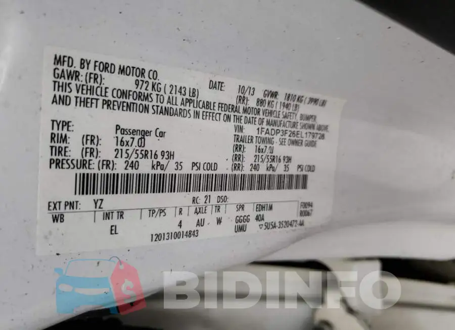 1FADP3F26EL179728 Photo# 12