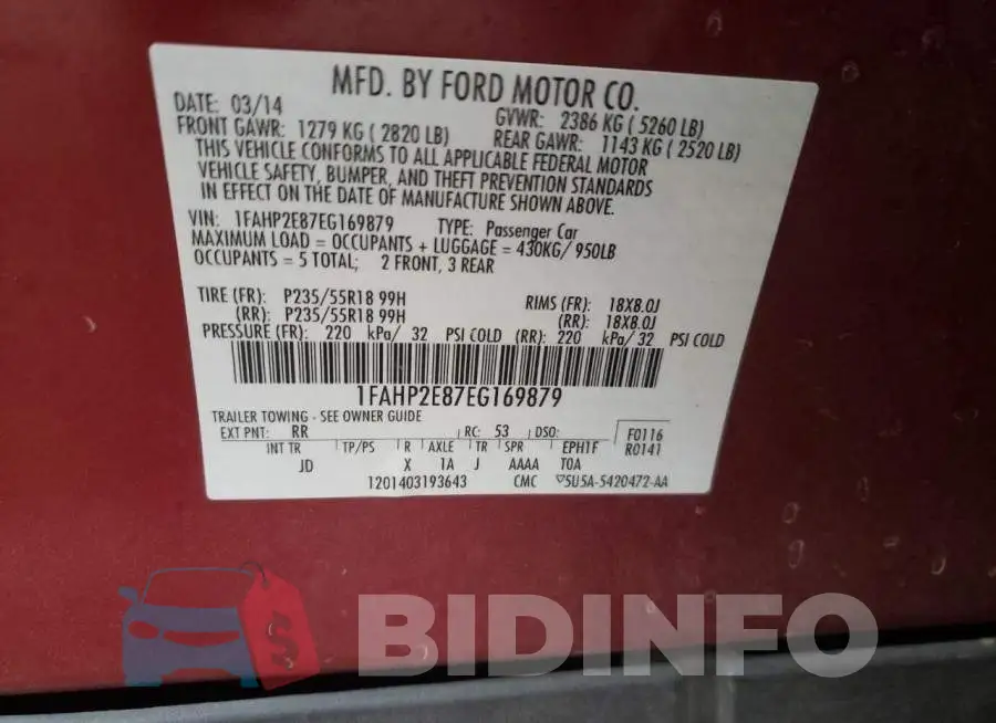 1FAHP2E87EG169879 Photo# 12