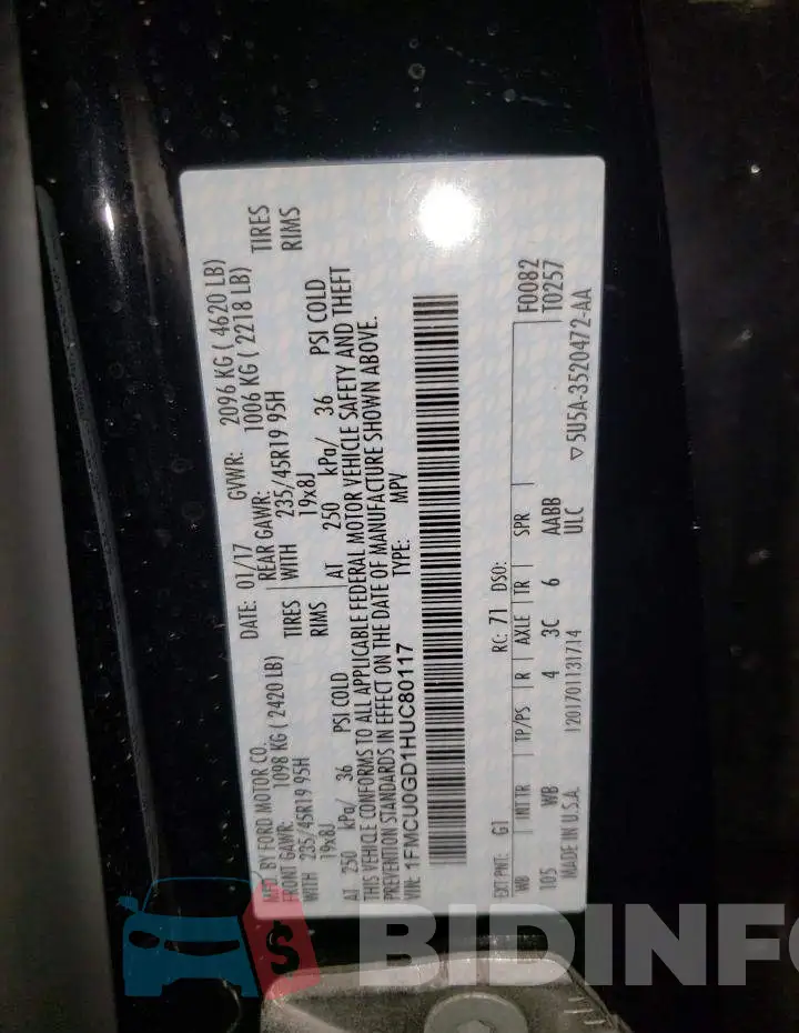 1FMCU0GD1HUC80117 Photo# 13