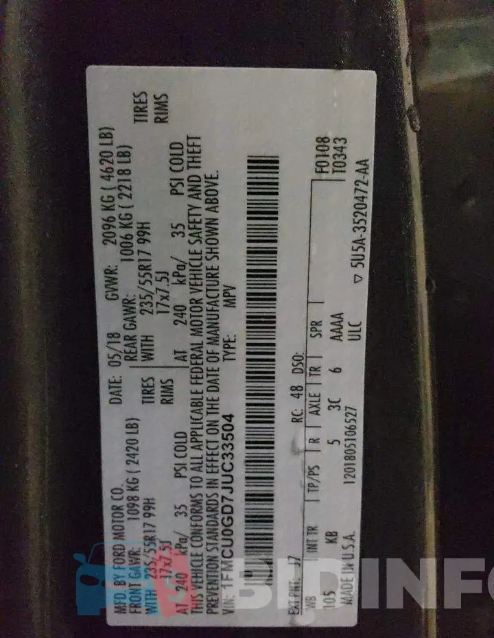 1FMCU0GD7JUC33504 Photo# 13