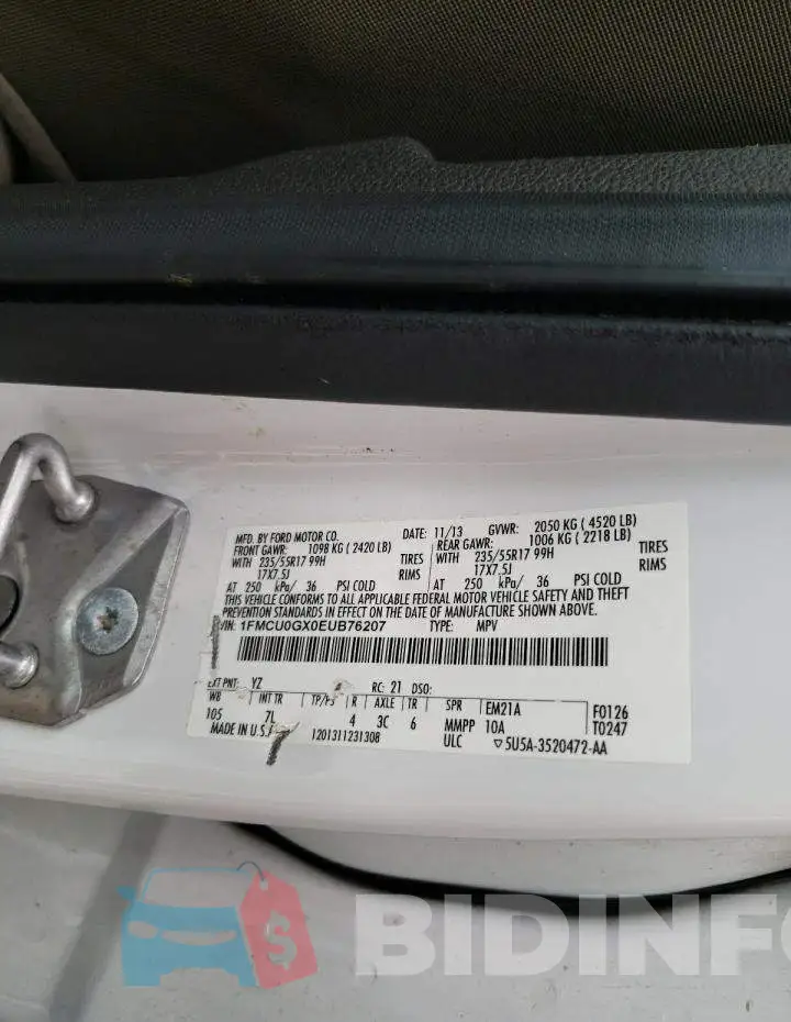 1FMCU0GX0EUB76207 Photo# 10