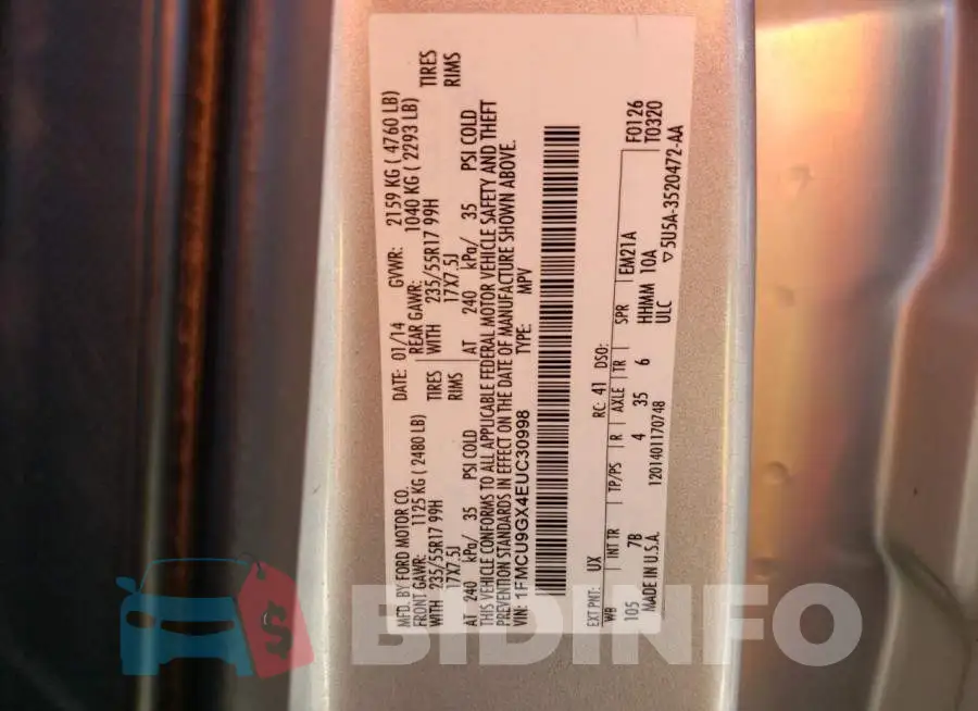 1FMCU9GX4EUC30998 Photo# 10
