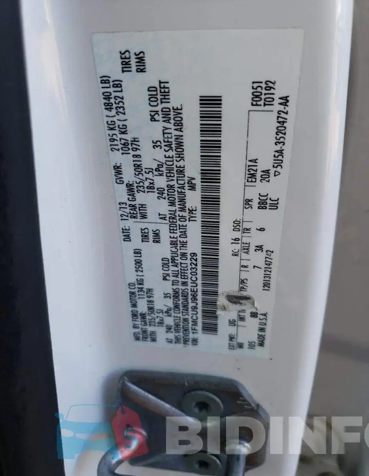 1FMCU9J96EUC03229 Photo# 13