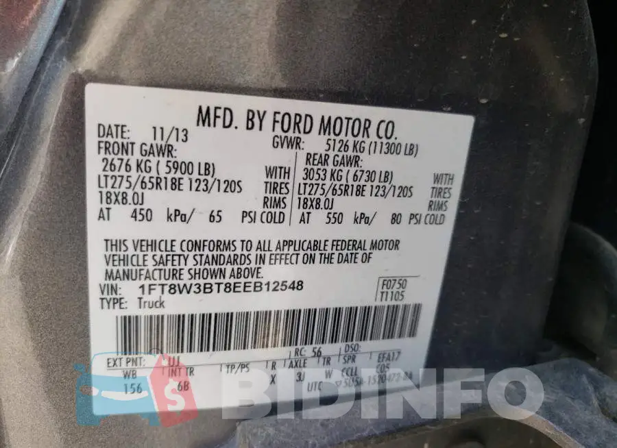 1FT8W3BT8EEB12548 Photo# 12