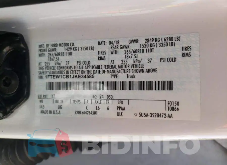 1FTEW1CB1JKE34585 Photo# 13