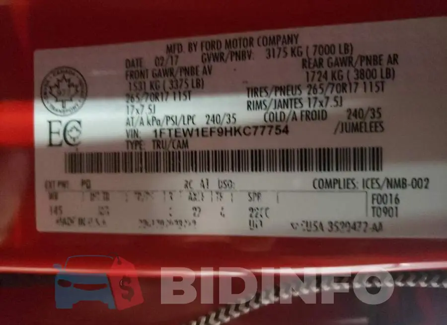 1FTEW1EF9HKC77754 Photo# 12