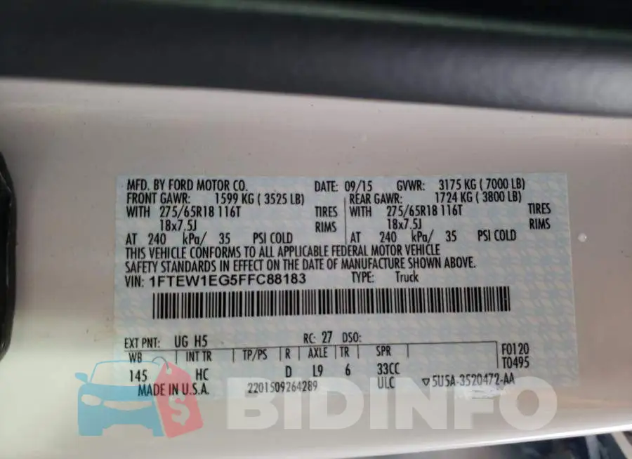 1FTEW1EG5FFC88183 Photo# 10