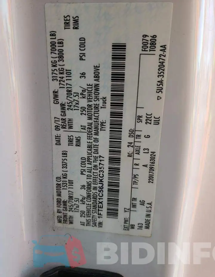1FTEX1C56JKC35717 Photo# 12