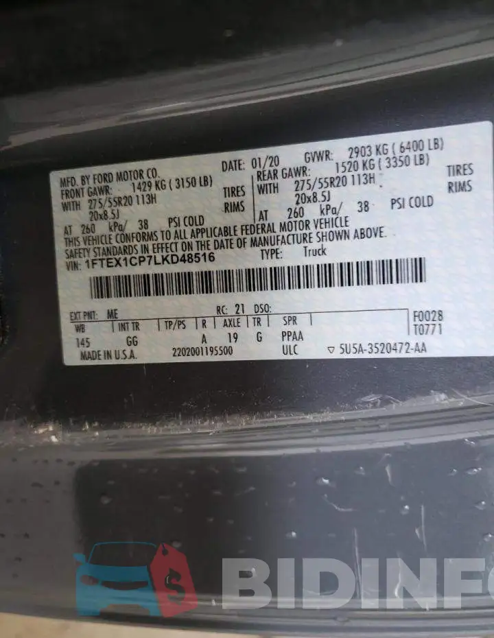 1FTEX1CP7LKD48516 Photo# 12