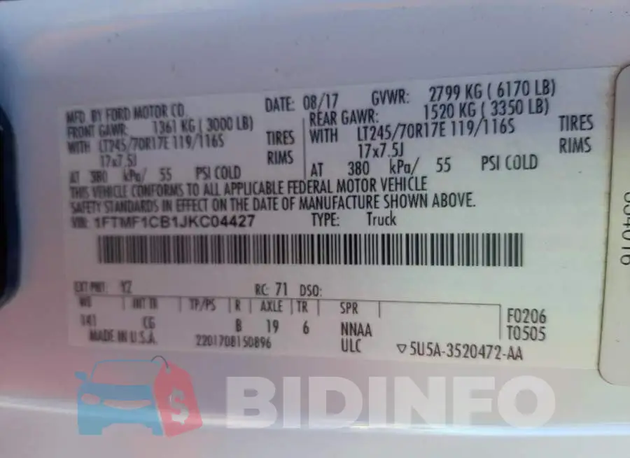 1FTMF1CB1JKC04427 Photo# 10