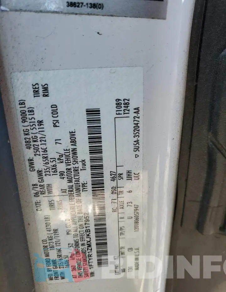 1FTYR1ZMXJKB17952 Photo# 13
