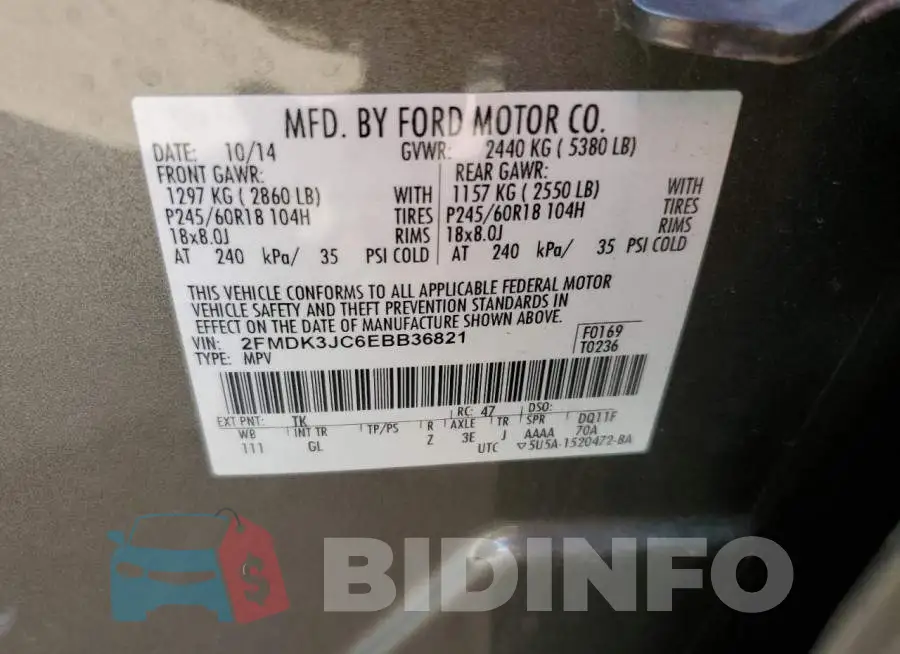 2FMDK3JC6EBB36821 Photo# 10