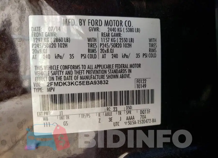 2FMDK3KC5EBA93832 Photo# 13
