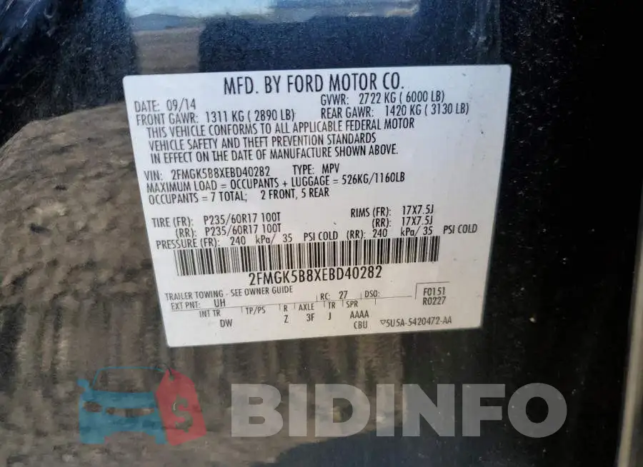 2FMGK5B8XEBD40282 Photo# 13