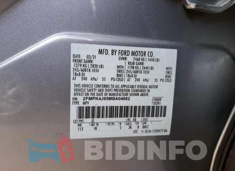 2FMPK4J95MBA04882 Photo# 14
