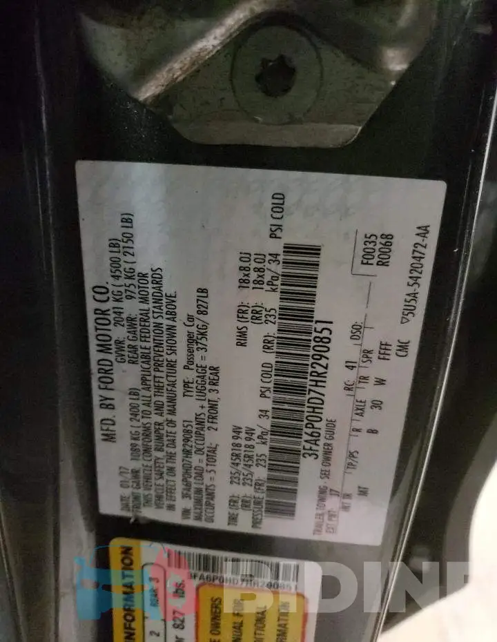 3FA6P0HD7HR290851 Photo# 10