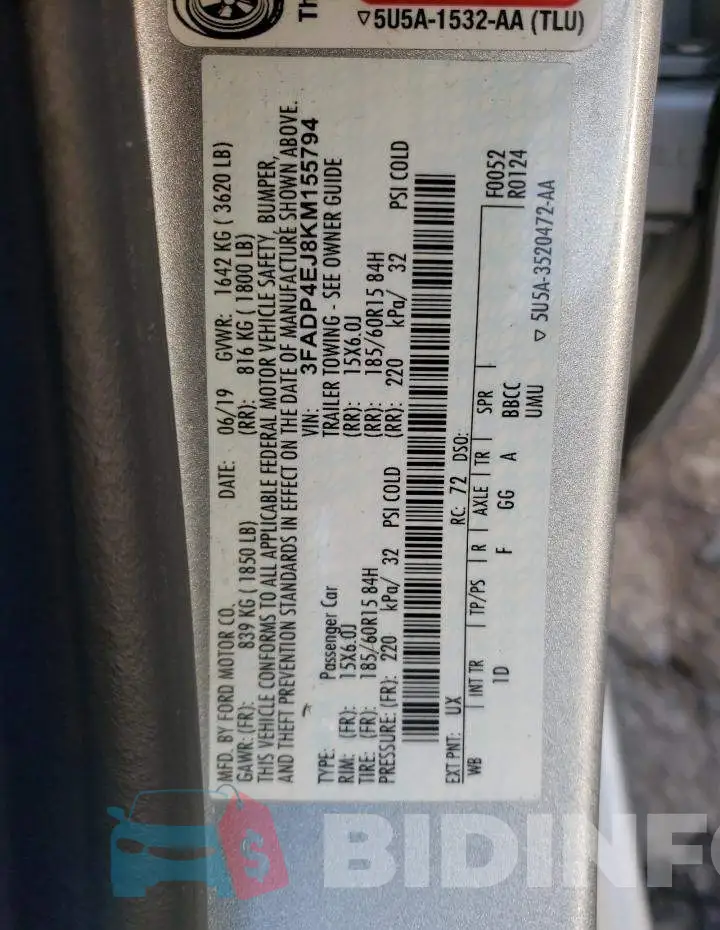 3FADP4EJ8KM155794 Photo# 12