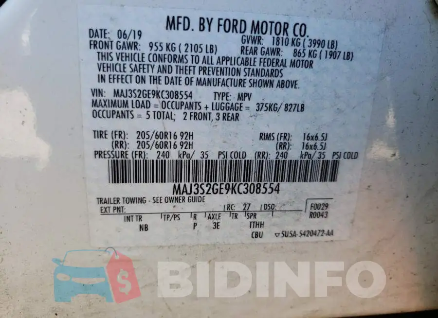 MAJ3S2GE9KC308554 Photo# 10
