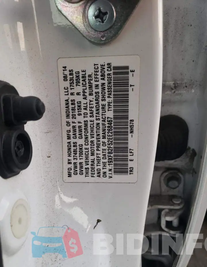 19XFB2F52EE268467 Photo# 12