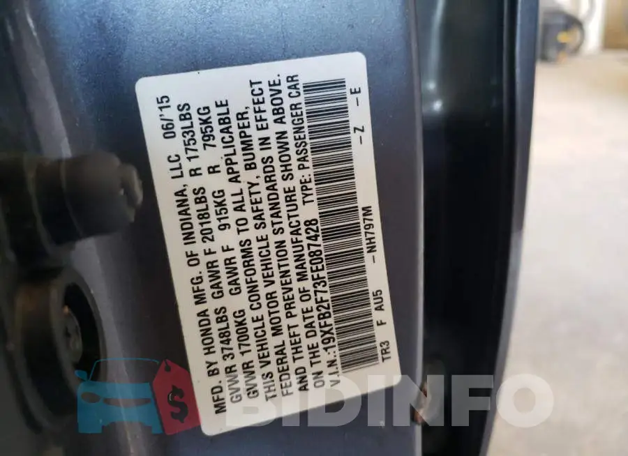 19XFB2F73FE087428 Photo# 12
