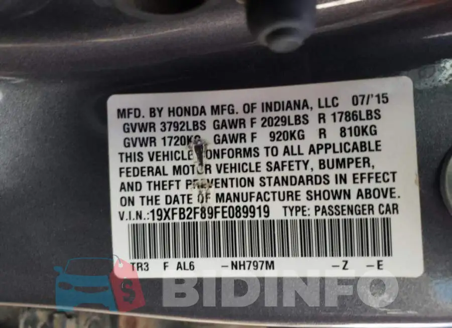 19XFB2F89FE089919 Photo# 10