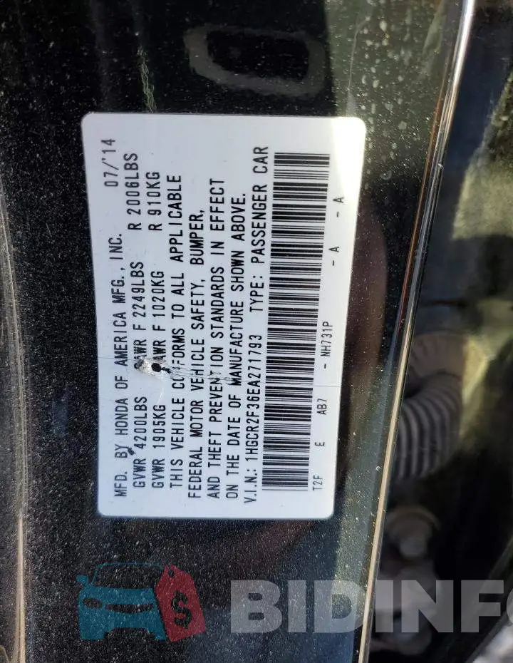 1HGCR2F36EA271793 Photo# 10