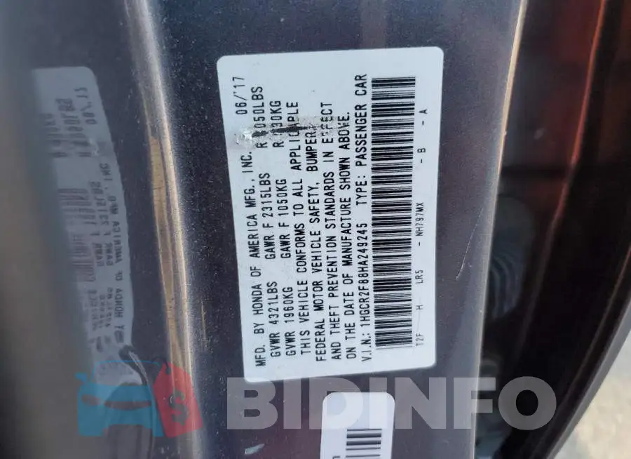 1HGCR2F88HA249245 Photo# 12