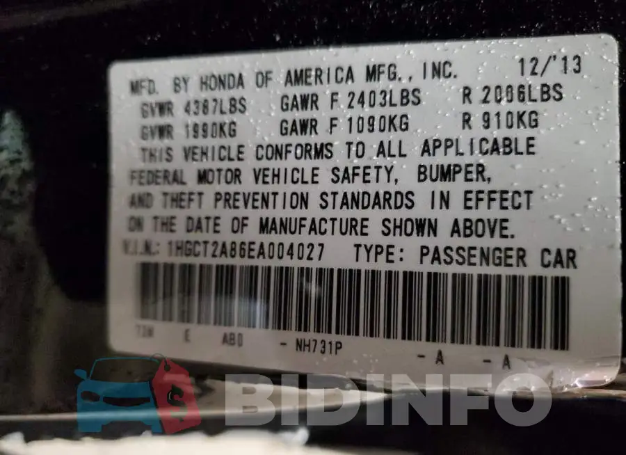 1HGCT2A86EA004027 Photo# 12