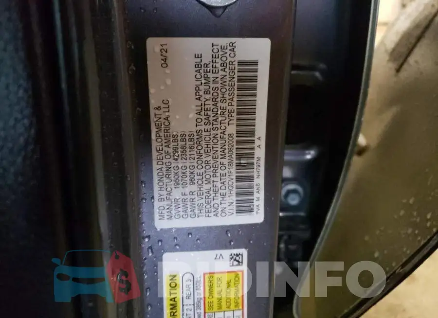 1HGCV1F18MA062008 Photo# 13
