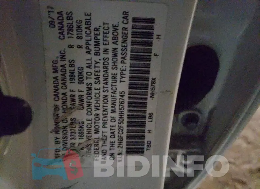 2HGFC2F50HH576745 Photo# 12