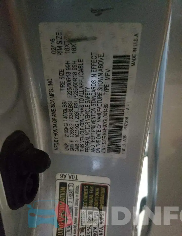 5J6RM4H97GL041489 Photo# 12