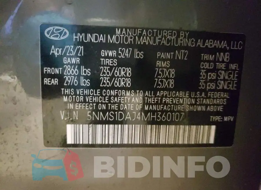 5NMS1DAJ4MH360107 Photo# 12
