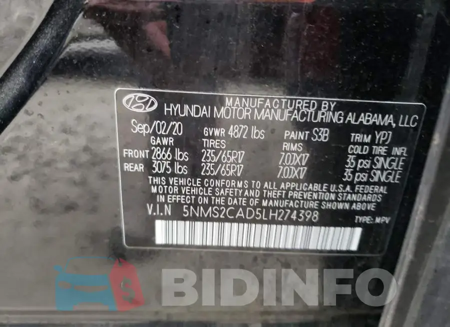 5NMS2CAD5LH274398 Photo# 13