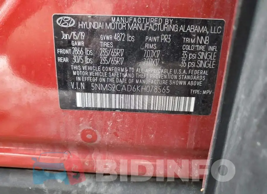 5NMS2CAD6KH078565 Photo# 13