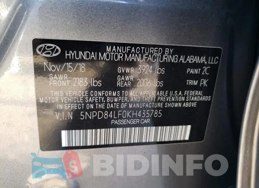 5NPD84LF0KH435785 Photo# 13