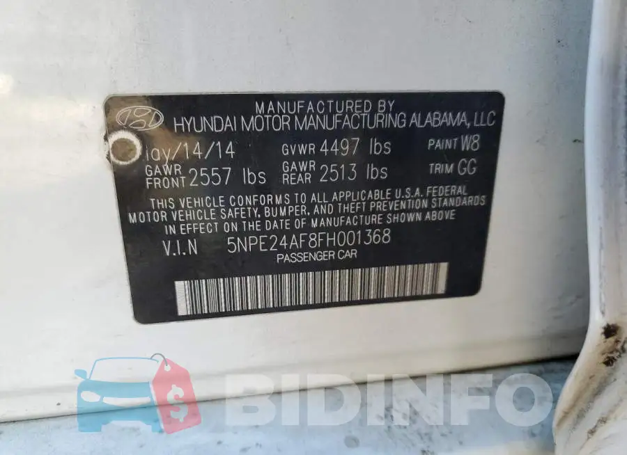 5NPE24AF8FH001368 Photo# 12
