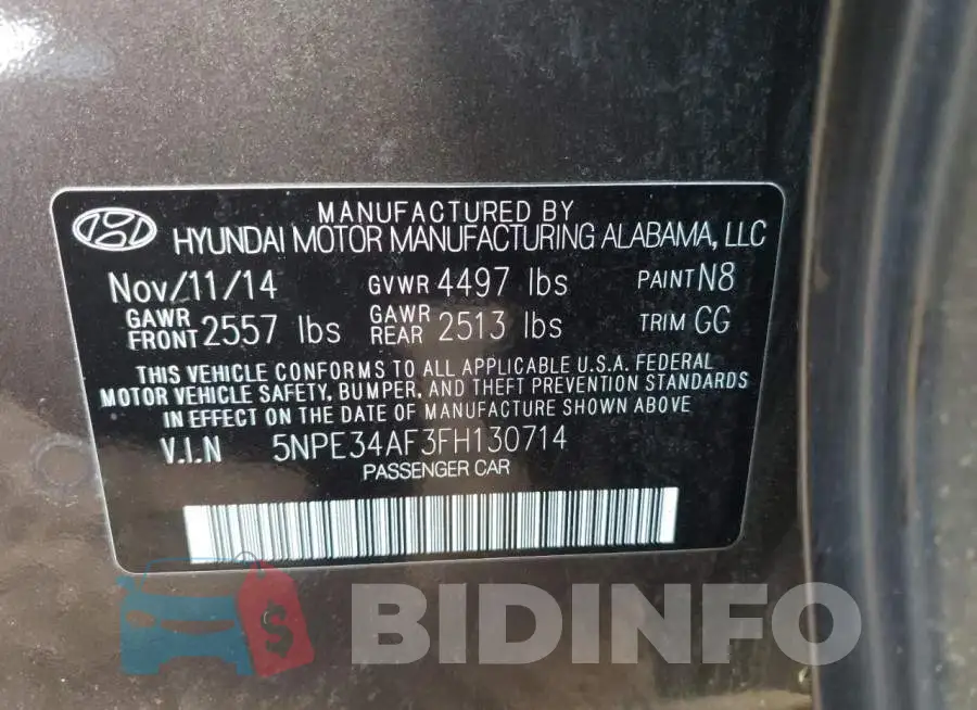 5NPE34AF3FH130714 Photo# 12