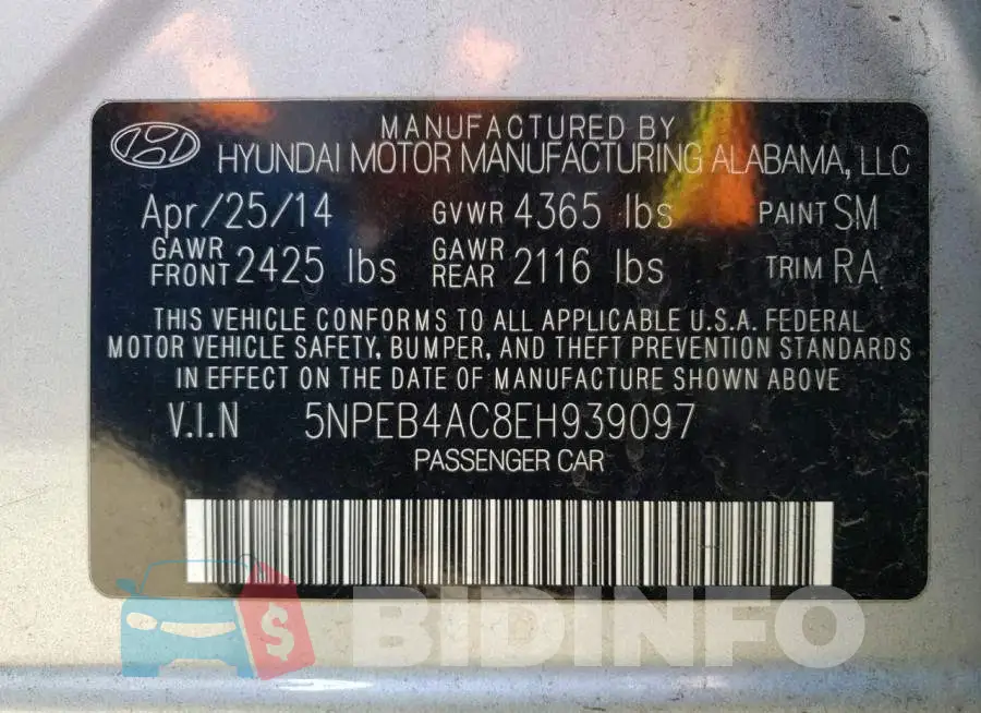 5NPEB4AC8EH939097 Photo# 12