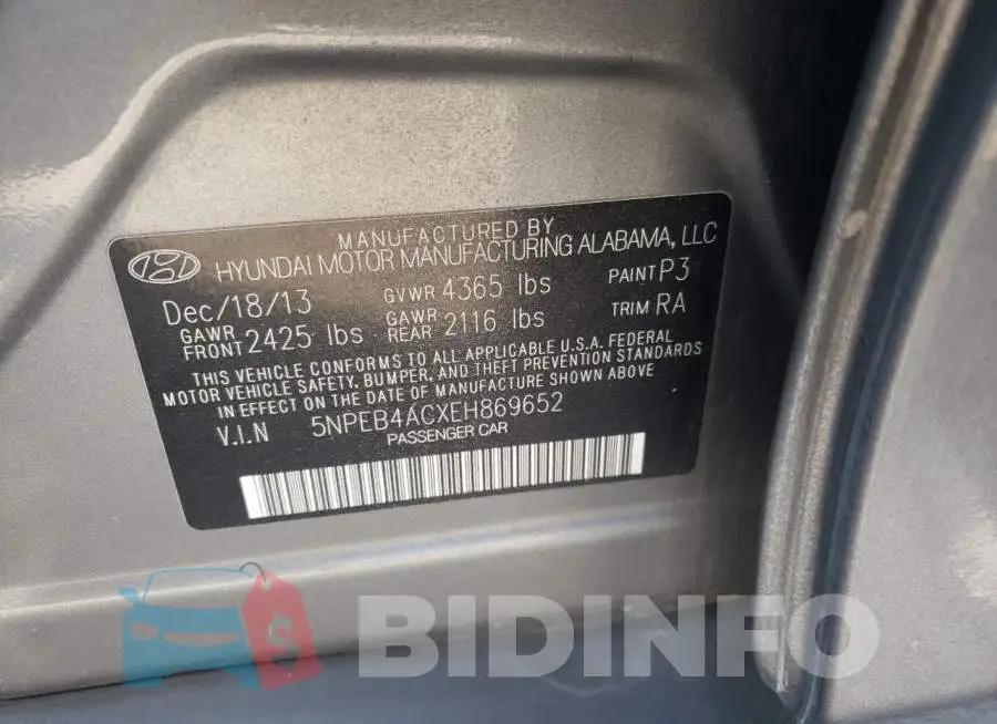 5NPEB4ACXEH869652 Photo# 10