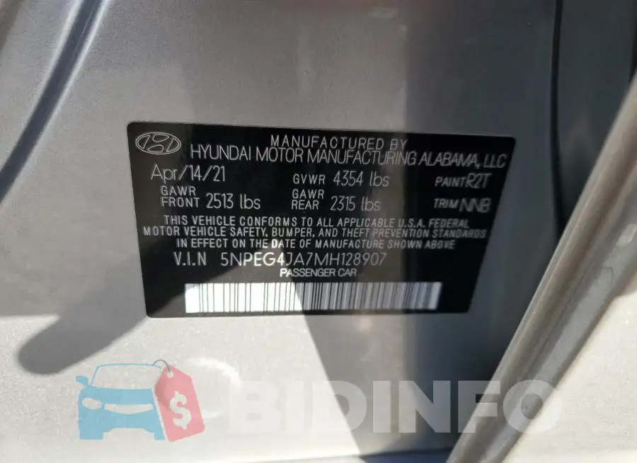 5NPEG4JA7MH128907 Photo# 13