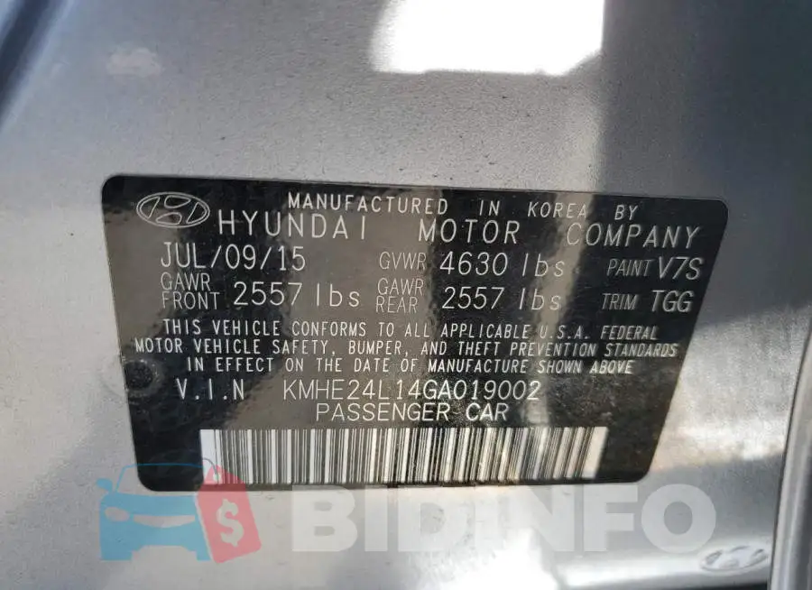 KMHE24L14GA019002 Photo# 12