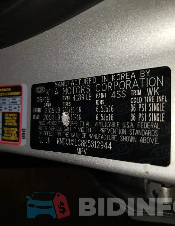 KNDCB3LC8K5312944 Photo# 13