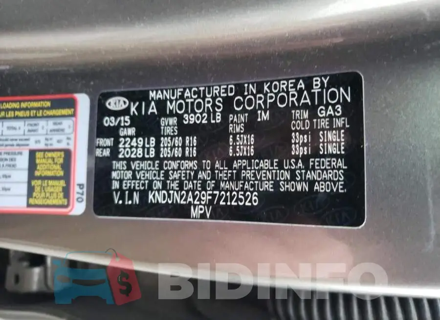 KNDJN2A29F7212526 Photo# 12