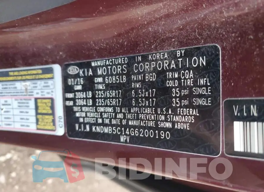 KNDMB5C14G6200190 Photo# 13